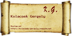 Kolacsek Gergely névjegykártya